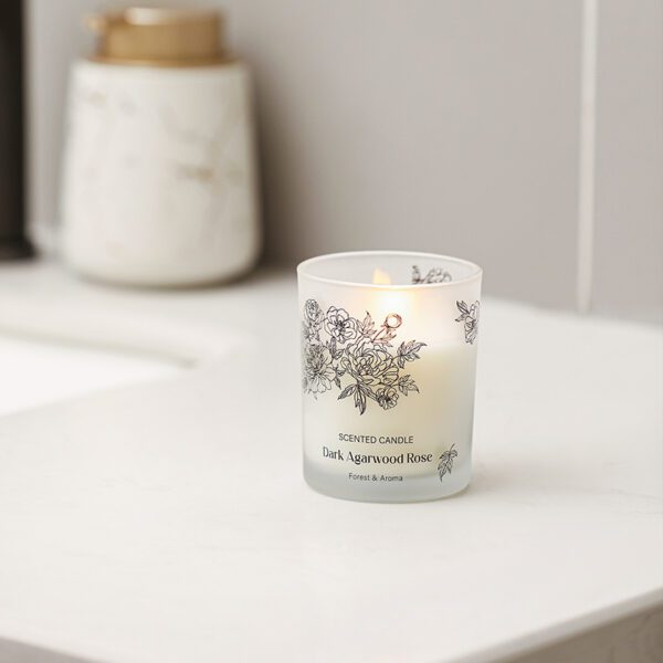 Dark Agarwood Rose Frosted Candle for Home Décor