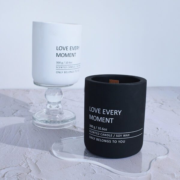 Modern Cement Candle Gift with LOVE EVERY MOMENT Print