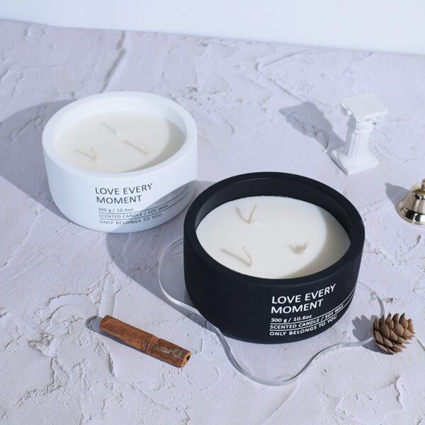 Trio-Wick Flat Soy Candle in White and Black Jar