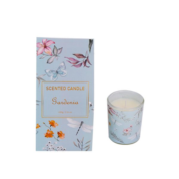 Gardenia Candle in Floral Glass Jar and Gift Box