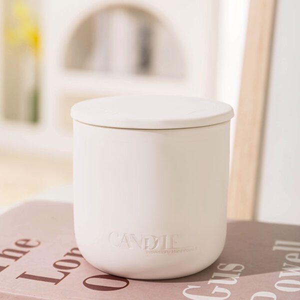minimalist soy wax candle on tabletop