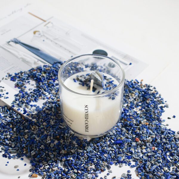 gemstone soy candles with unique scents and real stones