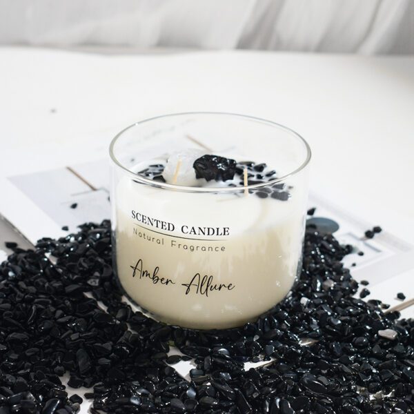 chakra healing candles with real stones