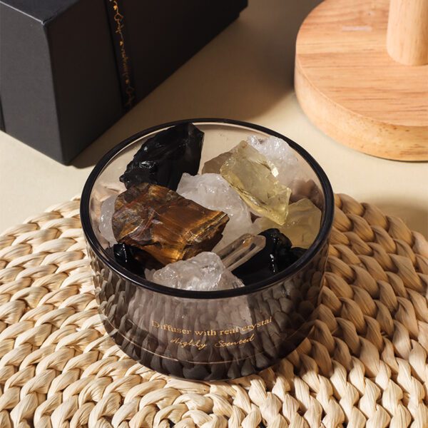 aromatherapy crystal stones in round diffuser bowl