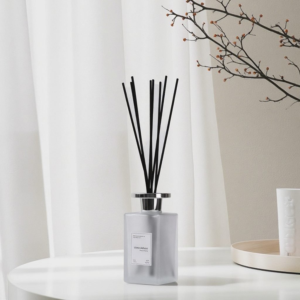 DIY Reed Diffuser Setup — bottle, reeds, and funnel