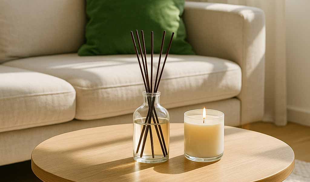 Indoor fragrance tips – reed diffuser and candle freshen living room air