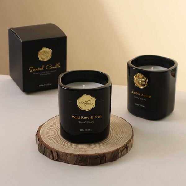 Good smelling candle burning in a cozy living room