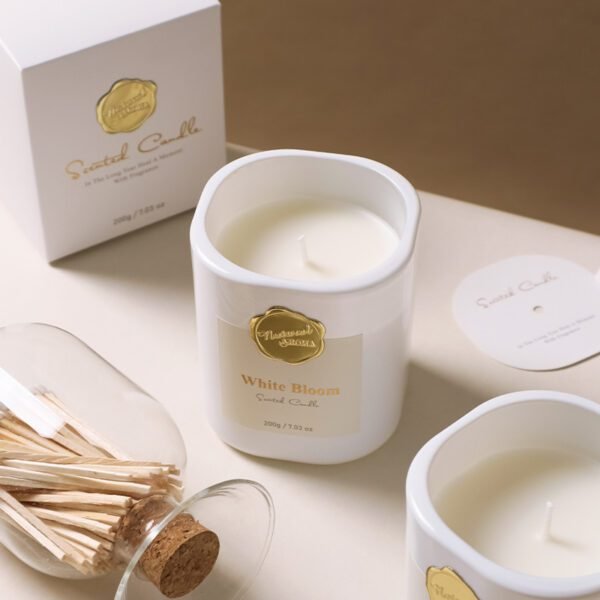 Hand-poured aromatherapy candle with minimalist design