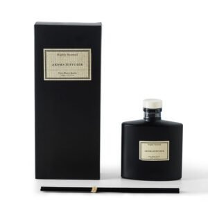 matte black reed diffuser with black fibre sticks and gift box