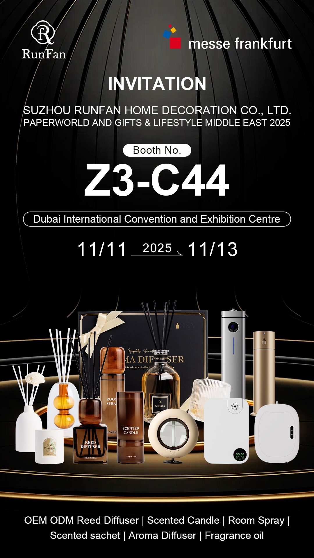 RunFan Dubai Exhibition Invitation — Paperworld Middle East 2025, Booth Z3-C44, Nov 11–13, Dubai International Convention and Exhibition Centre